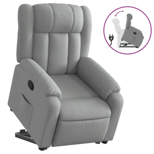 Stand up Massage Recliner Chair Light Grey Fabric - Image 2