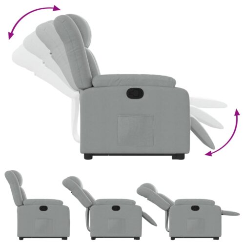 Stand up Massage Recliner Chair Light Grey Fabric - Image 6