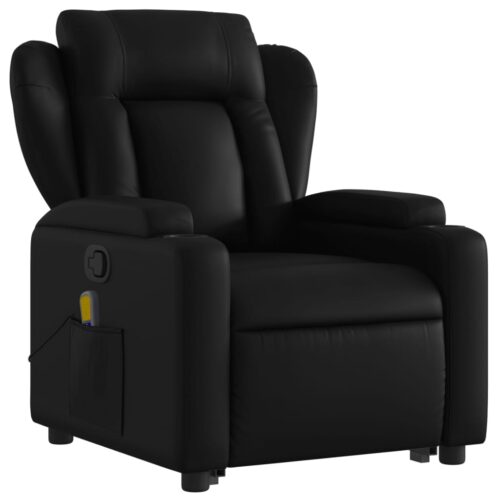 Stand up Massage Recliner Chair Black Faux Leather - Image 3