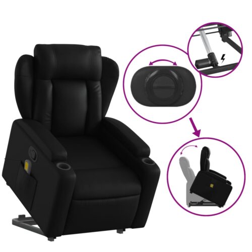 Stand up Massage Recliner Chair Black Faux Leather - Image 5