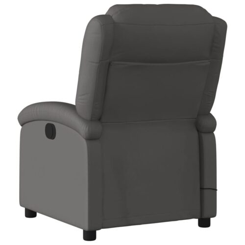 Massage Recliner Chair Grey Real Leather - Image 4