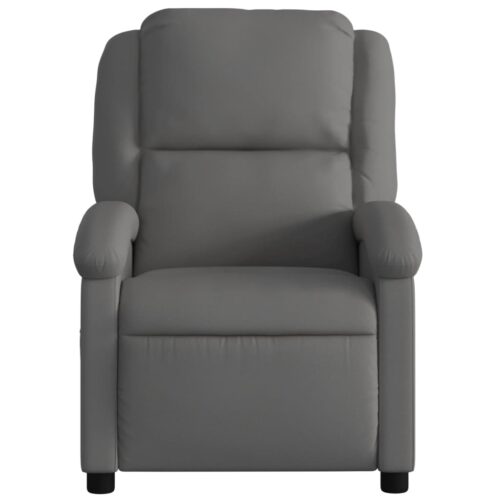 Massage Recliner Chair Grey Real Leather - Image 7