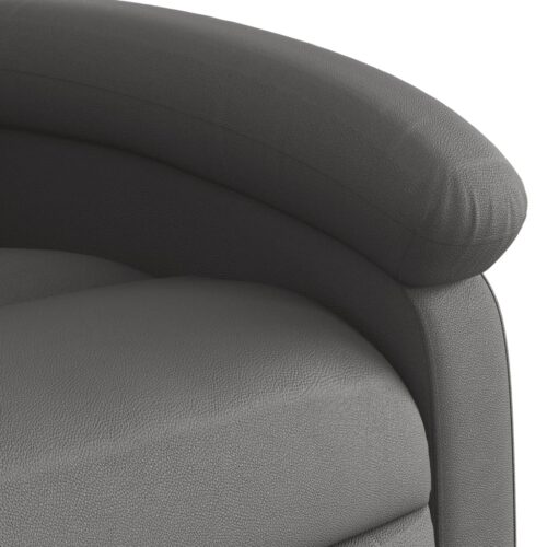 Massage Recliner Chair Grey Real Leather - Image 9
