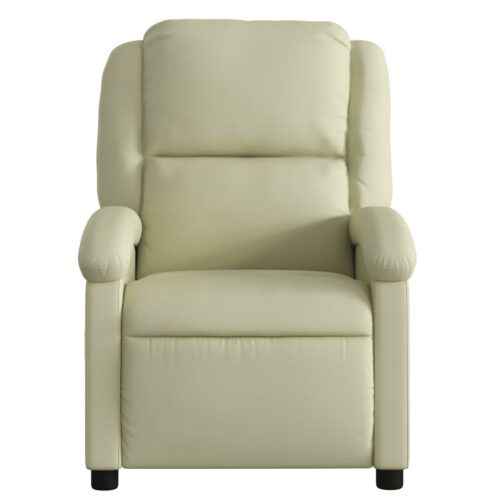 Massage Recliner Chair Cream Real Leather - Image 7