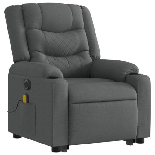 Electric Stand up Massage Recliner Chair Dark Grey Fabric - Image 3