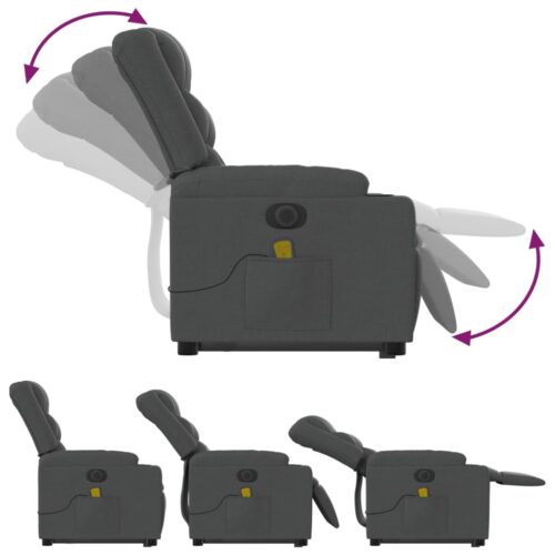 Electric Stand up Massage Recliner Chair Dark Grey Fabric - Image 6
