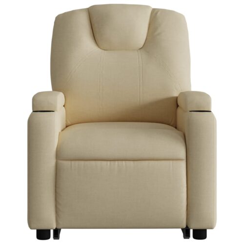 Lift Up Stand Fabric Recliner Massage Chair Lounge Sofa Armchair Massager Cream - Image 8