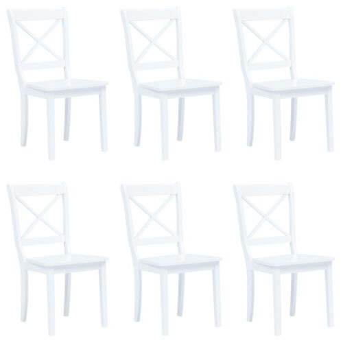 Dining Chairs 6pcs White Solid Rubber Wood