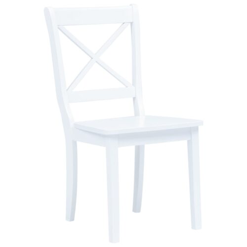 Dining Chairs 6pcs White Solid Rubber Wood - Image 2