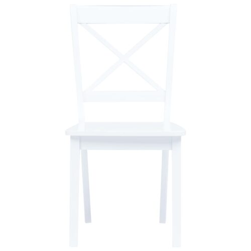 Dining Chairs 6pcs White Solid Rubber Wood - Image 4