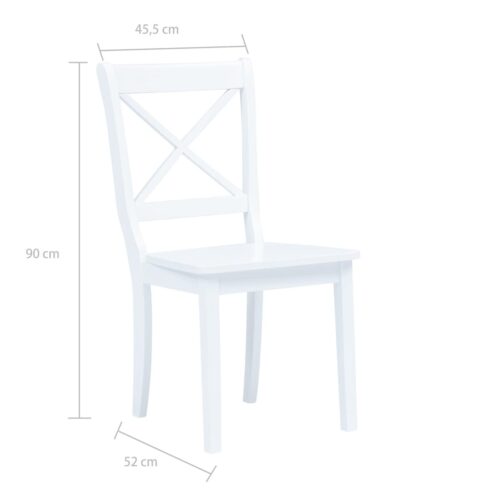 Dining Chairs 6pcs White Solid Rubber Wood - Image 7
