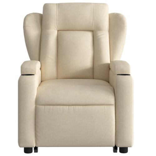 Electric Stand up Massage Recliner Chair Cream Fabric - Image 8