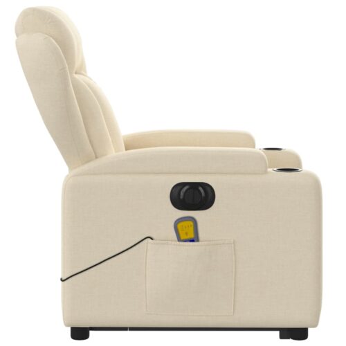 Electric Stand up Massage Recliner Chair Cream Fabric - Image 9