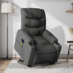 Electric Stand up Massage Recliner Chair Dark Grey Fabric