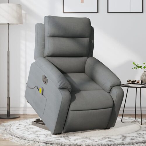 Electric Stand up Massage Recliner Chair Dark Grey Fabric
