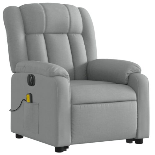 Electric Stand up Massage Recliner Chair Light Grey Fabric - Image 3
