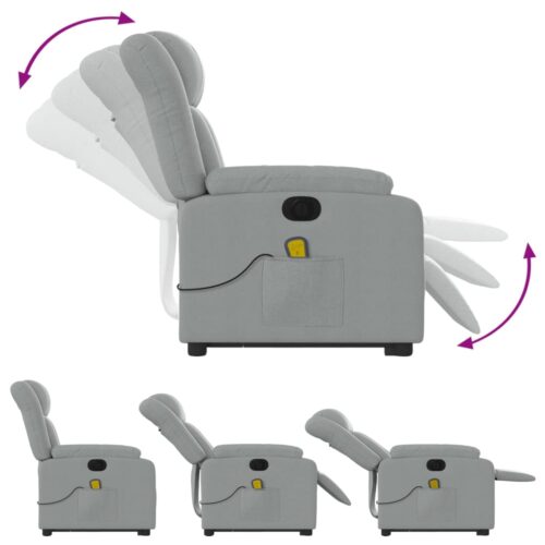 Electric Stand up Massage Recliner Chair Light Grey Fabric - Image 6
