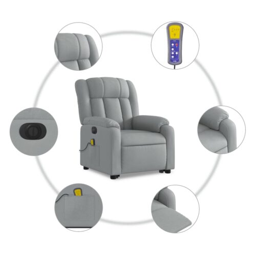 Electric Stand up Massage Recliner Chair Light Grey Fabric - Image 7