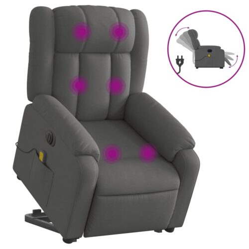 Electric Stand up Massage Recliner Chair Dark Grey Fabric - Image 2
