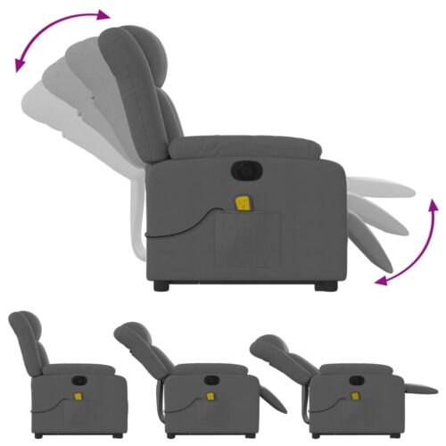 Electric Stand up Massage Recliner Chair Dark Grey Fabric - Image 6