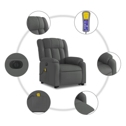 Electric Stand up Massage Recliner Chair Dark Grey Fabric - Image 7