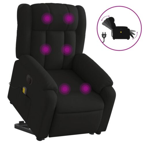 Electric Stand up Massage Recliner Chair Black Faux Leather - Image 2