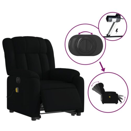 Electric Stand up Massage Recliner Chair Black Faux Leather - Image 5