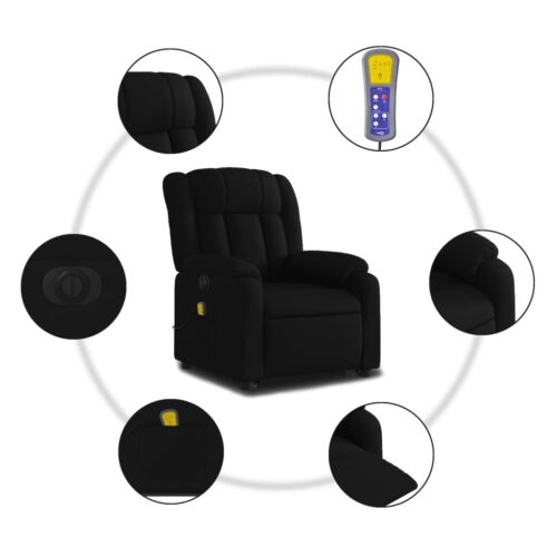 Electric Stand up Massage Recliner Chair Black Faux Leather - Image 7