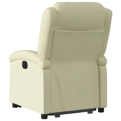 Genuine Leather Electric Stand Lift-Up Recliner Chair Lounge Sofa Movie Couch Armchair Cream - Image 4