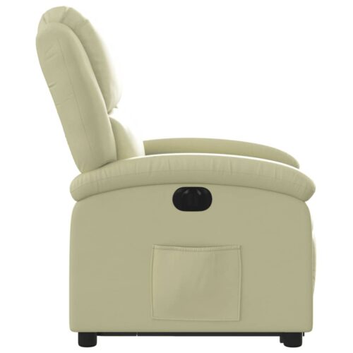 Genuine Leather Electric Stand Lift-Up Recliner Chair Lounge Sofa Movie Couch Armchair Cream - Image 9