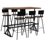 Bar Set 7-Piece Solid Reclaimed Wood