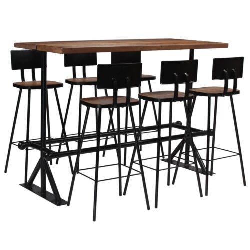 Bar Set 7-Piece Solid Reclaimed Wood