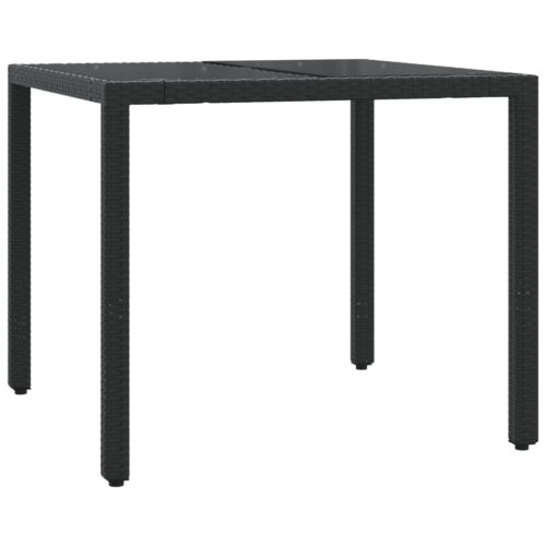 3-Piece Bistro Set with Cushions Black Poly Rattan Wicker Outdoor Patio Furniture - Image 4