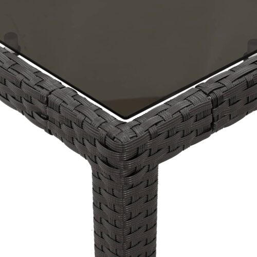 3-Piece Bistro Set with Cushions Black Poly Rattan Wicker Outdoor Patio Furniture - Image 6