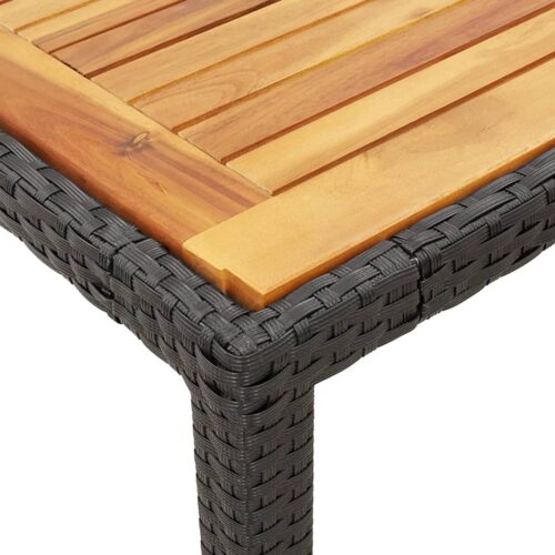 3-Piece Bistro Set with Cushions Black Poly Rattan Wicker Outdoor Patio Furniture - Image 6