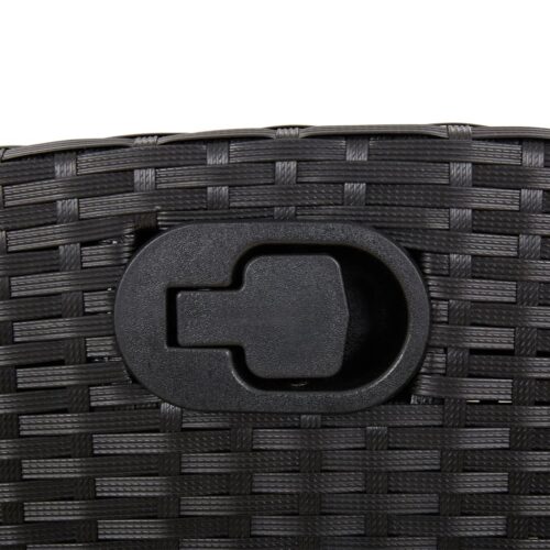 3-Piece Bistro Set with Cushions Black Poly Rattan Wicker Outdoor Patio Furniture - Image 6