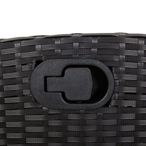 3-Piece Bistro Set with Cushions Black Poly Rattan Wicker Outdoor Patio Furniture - Image 7