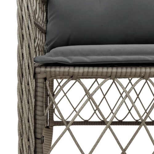 3-Piece Bistro Set with Cushions Grey Poly Rattan - Image 5