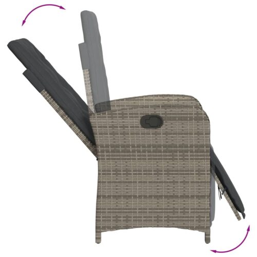 3-Piece Bistro Set with Cushions Grey Poly Rattan - Image 5