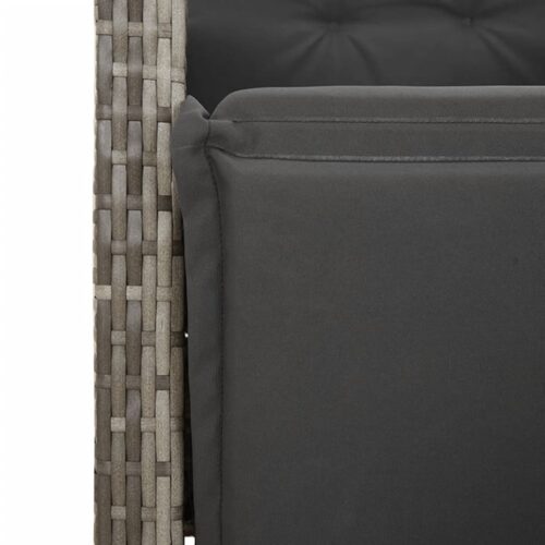 3-Piece Bistro Set with Cushions Grey Poly Rattan - Image 6
