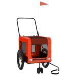 Pet Bike Trailer Orange Black Oxford Fabric Iron