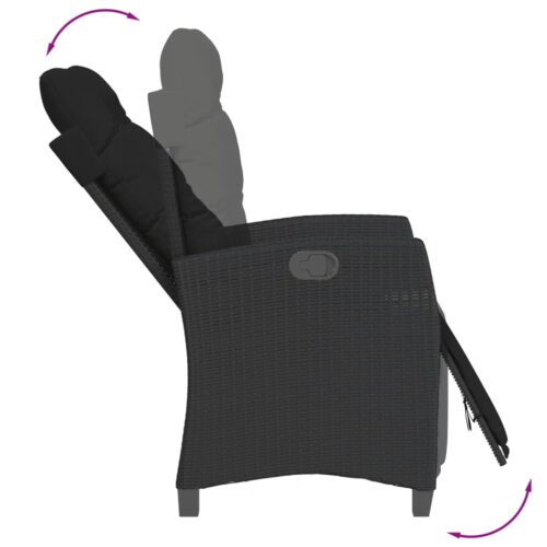 3-Piece Garden Dining Set with Cushions Black Poly Rattan - Image 3