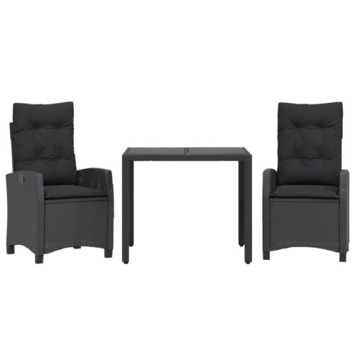3-Piece Outdoor Dining Set Garden Patio Bistro Chairs Wicker Rattan Furniture