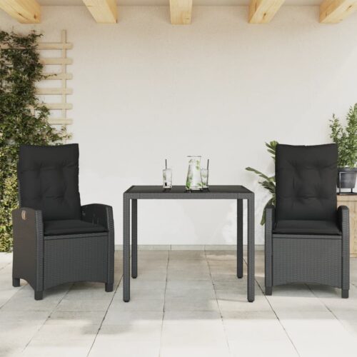 3-Piece Outdoor Dining Set Garden Patio Bistro Chairs Wicker Rattan Furniture - Image 10