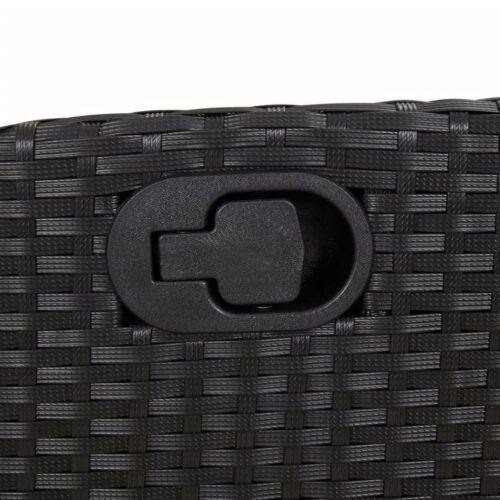 3-Piece Garden Dining Set with Cushions Black Poly Rattan Wicker Outdoor Patio Furniture - Image 5