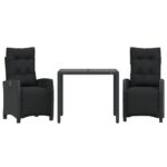 3-Piece Outdoor Dining Set Garden Patio Bistro Chairs Wicker Rattan Furniture