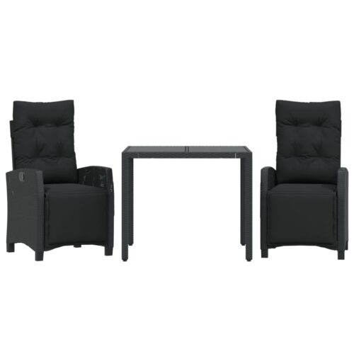 3-Piece Outdoor Dining Set Garden Patio Bistro Chairs Wicker Rattan Furniture