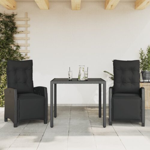 3-Piece Outdoor Dining Set Garden Patio Bistro Chairs Wicker Rattan Furniture - Image 10