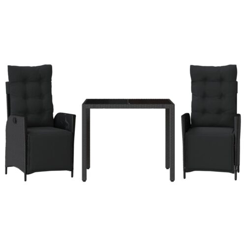 3-Piece Outdoor Dining Set Garden Patio Bistro Chairs Wicker Rattan Furniture