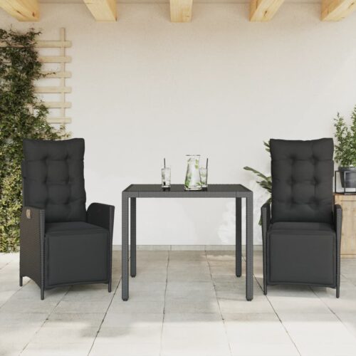 3-Piece Outdoor Dining Set Garden Patio Bistro Chairs Wicker Rattan Furniture - Image 10